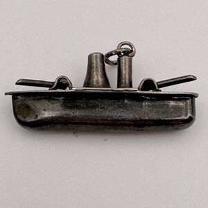 Vintage Sterling Silver Battle Ship Charm